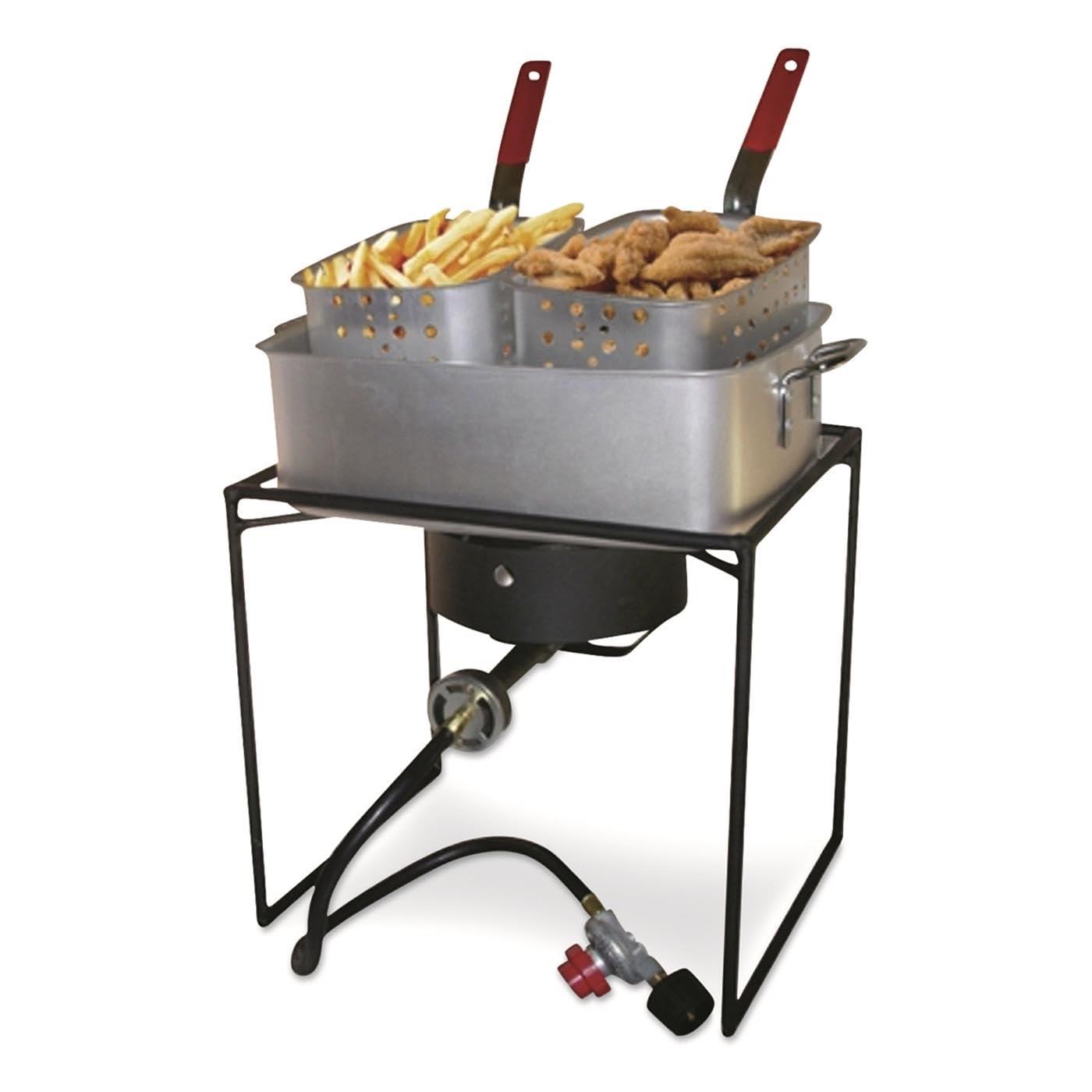 King Kooker 1 Burner Propane Rectangular Fryer Outdoor Cooker Kit with 15 Qt. Fry Pan & Two Baskets