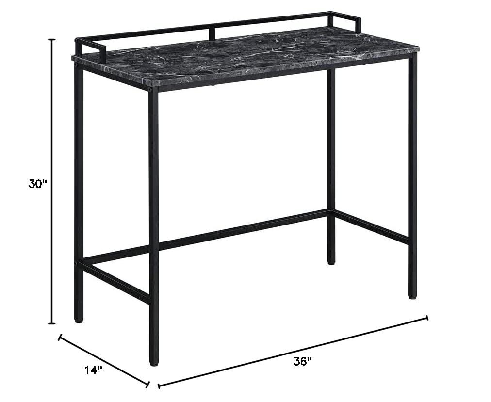 Brighton Console Table in Black Marble Engineered Wood Top and Black Frame