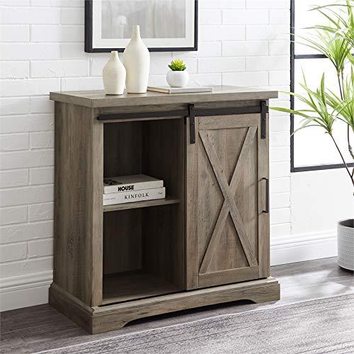 Walker Edison Sliding Barn Door Accent Cabinet, Grey Wash