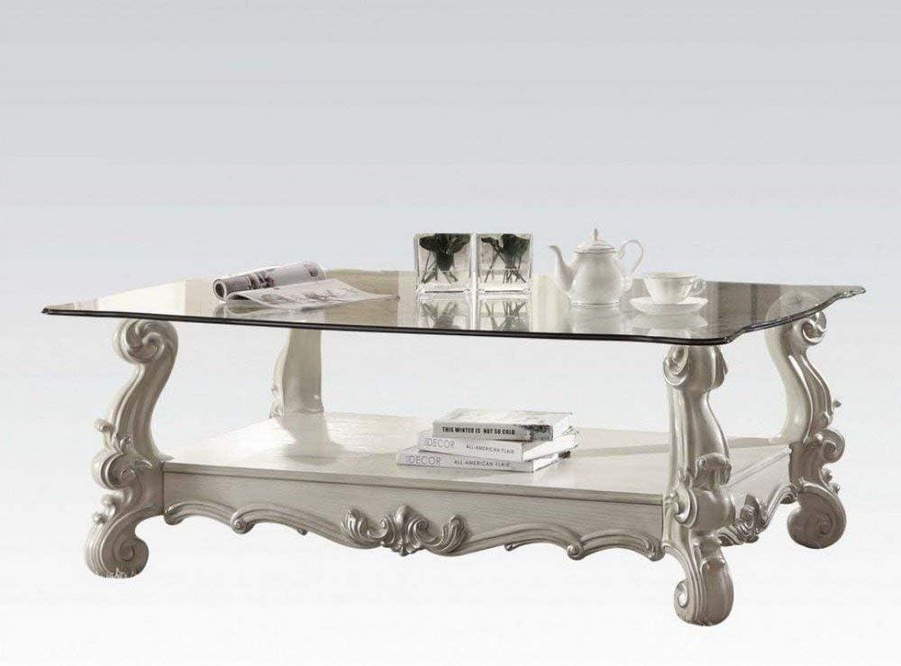 Ergode Coffee Table Bone White & Clear Glass