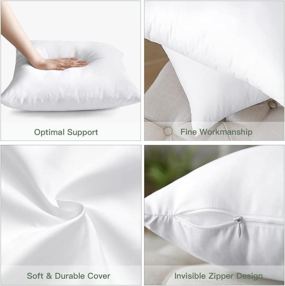 20'' White Waterproof Polyester Throw Pillow Inserts, Set of 4