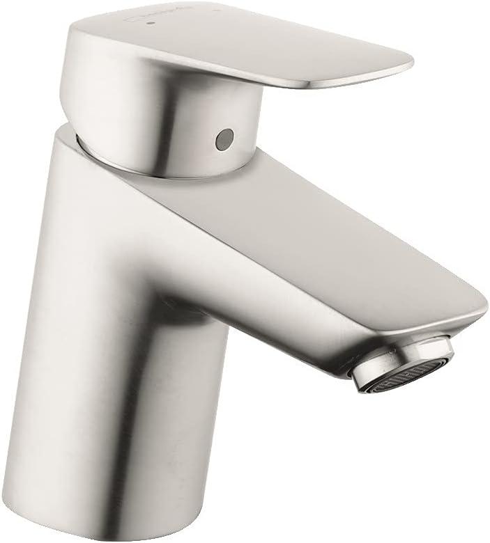 EcoFlow Brushed Nickel Modern Single Hole Faucet with Drain Assembly