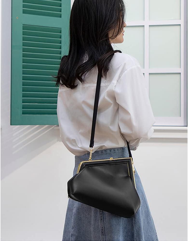 Women Shoulder Bags Crossbody Bag PU Leather Hobo Handbags Clutch Purse with Metal Clasp Closure