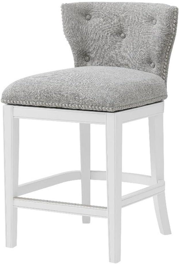 Miranda Swivel Counter Height Barstool White - Alaterre Furniture: 36in, Upholstered, Rubberwood Frame