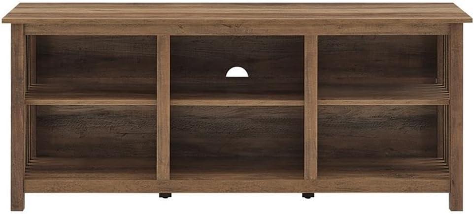 Rustic Oak Mission-Style Slat-Side TV Stand for 65 Inch TVs