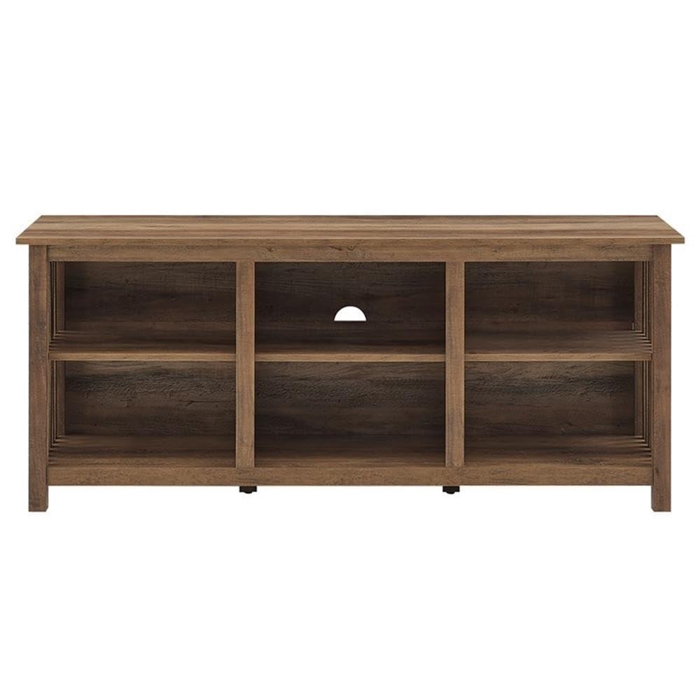 Rustic Oak Mission-Style Slat-Side TV Stand for 65 Inch TVs