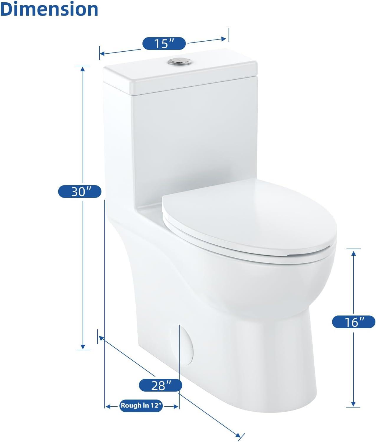 DeerValley Symmetry Dual Flush Elongated One-Piece Toilet Standard Toilet with Comfort Seat Height