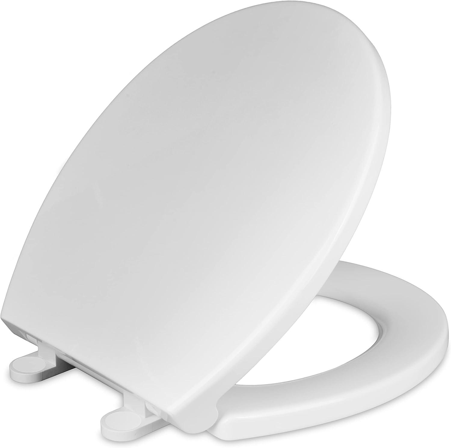 White Round Slow Close Plastic Toilet Seat with STA-TITE System