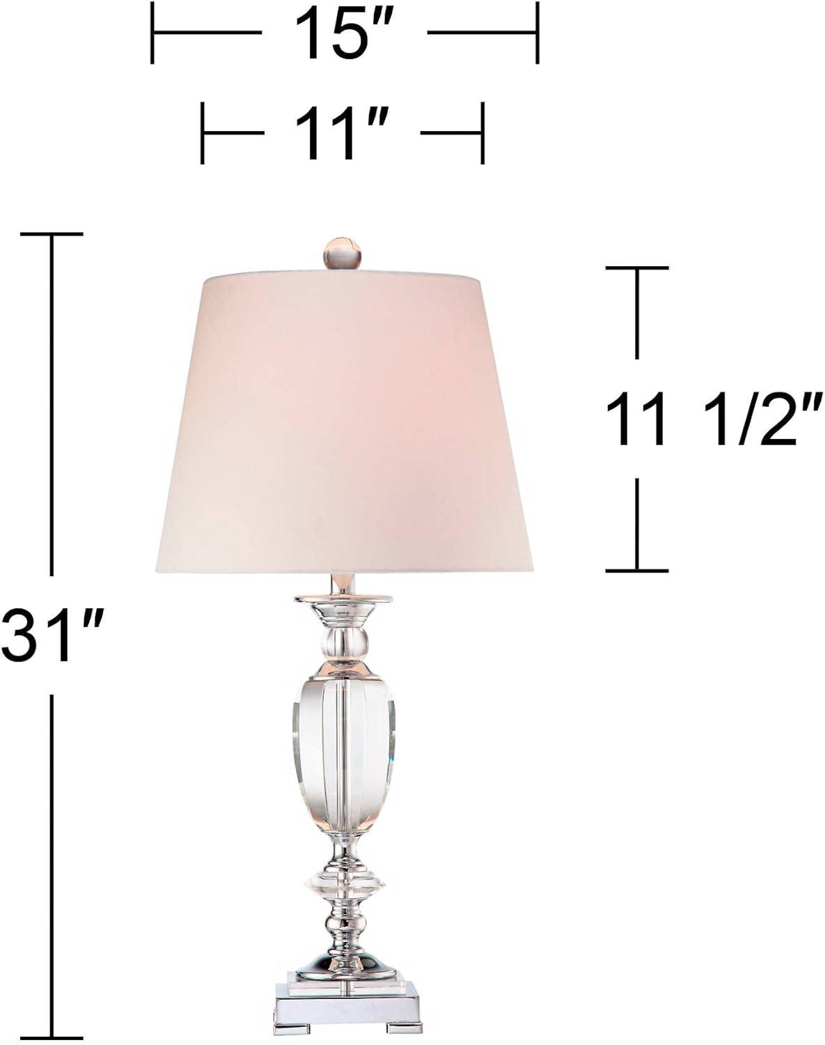 Vienna Full Spectrum Traditional Table Lamp Faceted Crystal and Chrome Urn White Drum Shade for Living Room Family Bedroom Bedside