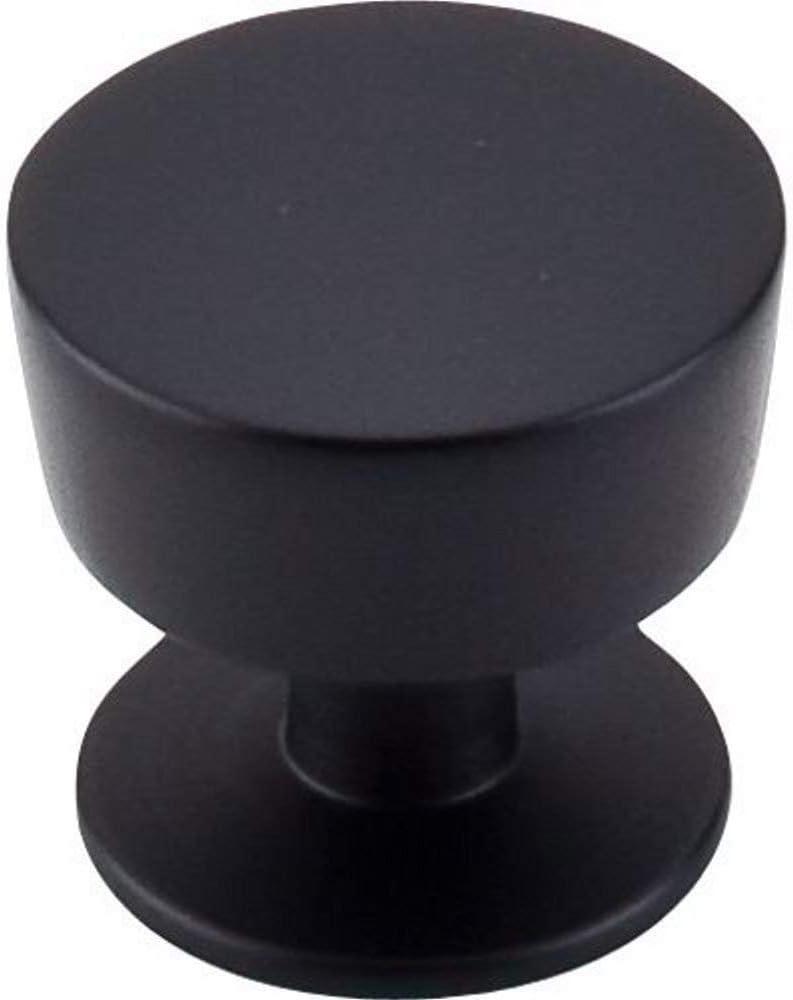 Modern Black Round Metal Cabinet Knob with Mounting Hardware