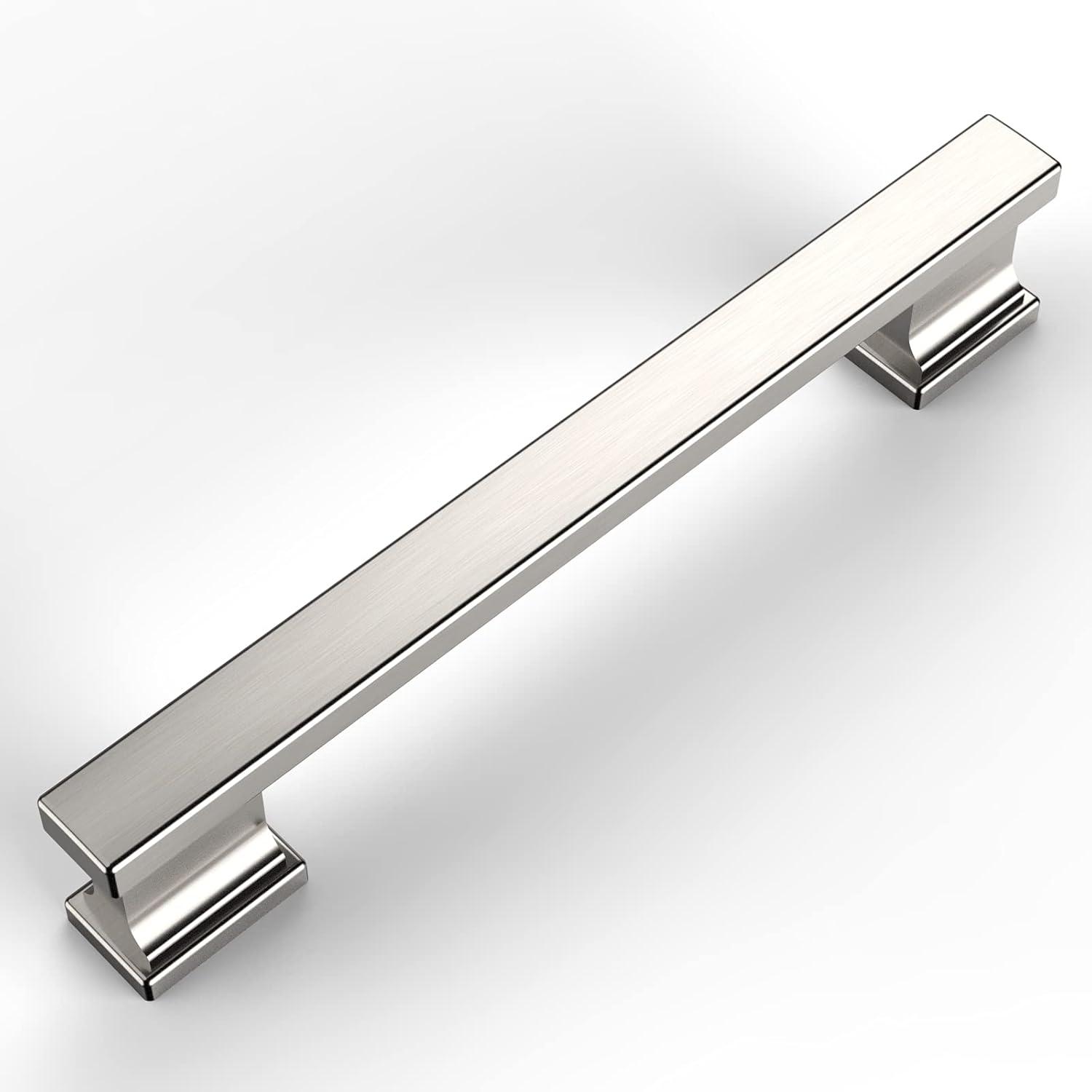 Amerdeco 10 Pack Brushed Satin Nickel Cabinet Pulls - 5 Inch(128MM) Hole Centers Kitchen Handles for Cabinets and Cupboards - ZH0060