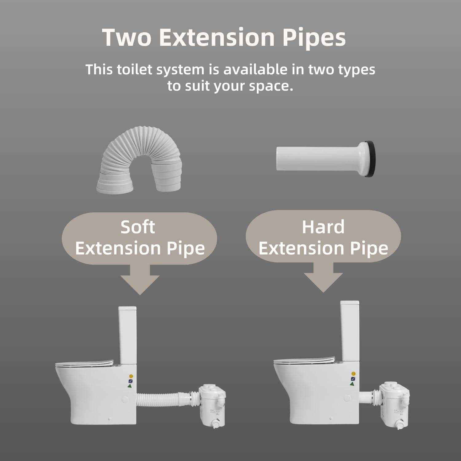 MaceratingFlo ARES 750W Upflush Toilet System, Elongated Bowl & 18" Comfort Height, 4-Inlet Ideal for Basements, Quiet & Efficient Macerator Pump Up to 36 Feet, Easy Installation