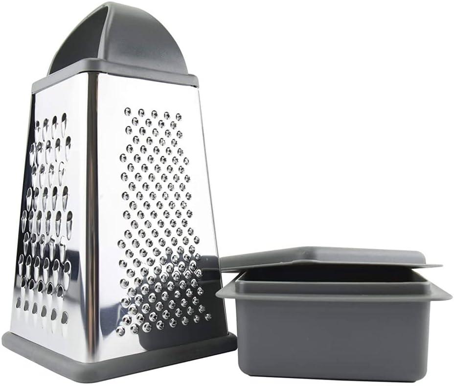 Gray Stainless Steel Box Grater with Container