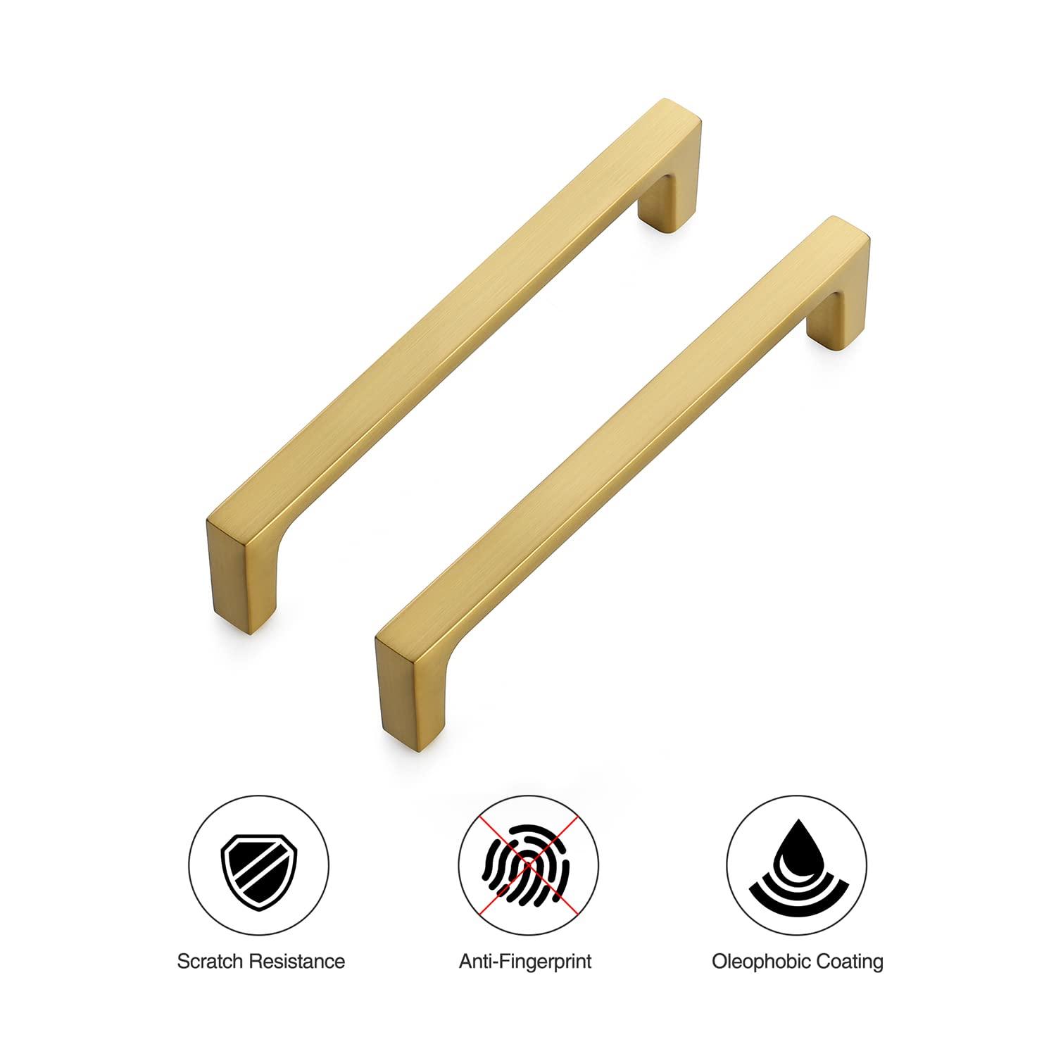 Ravinte 30 Pack 5 Inch Stainless Steel Cabinet Handles Square Cabinet Pulls Brushed Brass Cabinet Hardware Kitchen Cabinet Drawer Pulls Come with Screwdriver