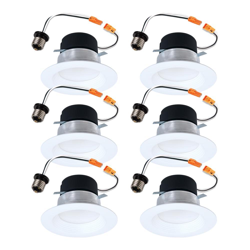 HALO LT 4 in. LED Recessed Light Retrofit with Baffle Trim, Selectable 5CCT, IC Rated, Dimmable, White, 6-Pack