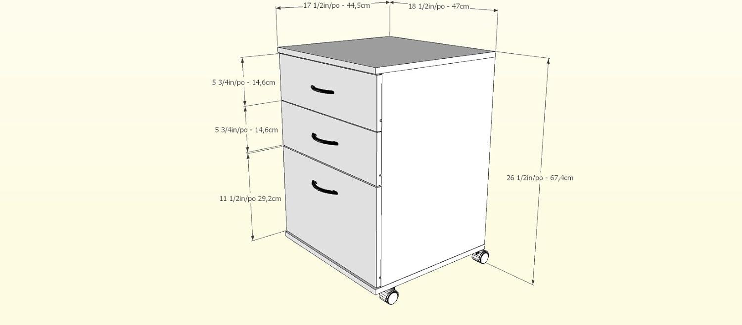 Essentials 3 Drawer Rolling Filing Cabinet - Nexera