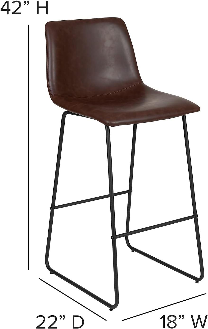 Flash Furniture 30 Inch Commercial Grade LeatherSoft Bar Height Barstools, Set of 2