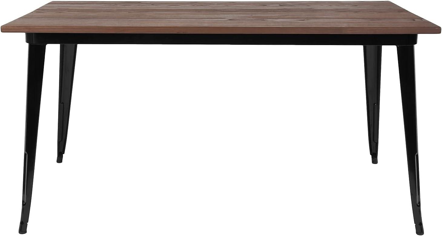 Rustic Elmwood 60'' Black Metal Rectangular Cafe Dining Table