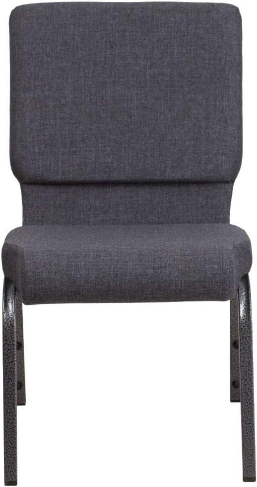 Flash Furniture HERCULES Series 18.5''W Stacking Church Chair in Dark Gray Fabric - Silver Vein Frame