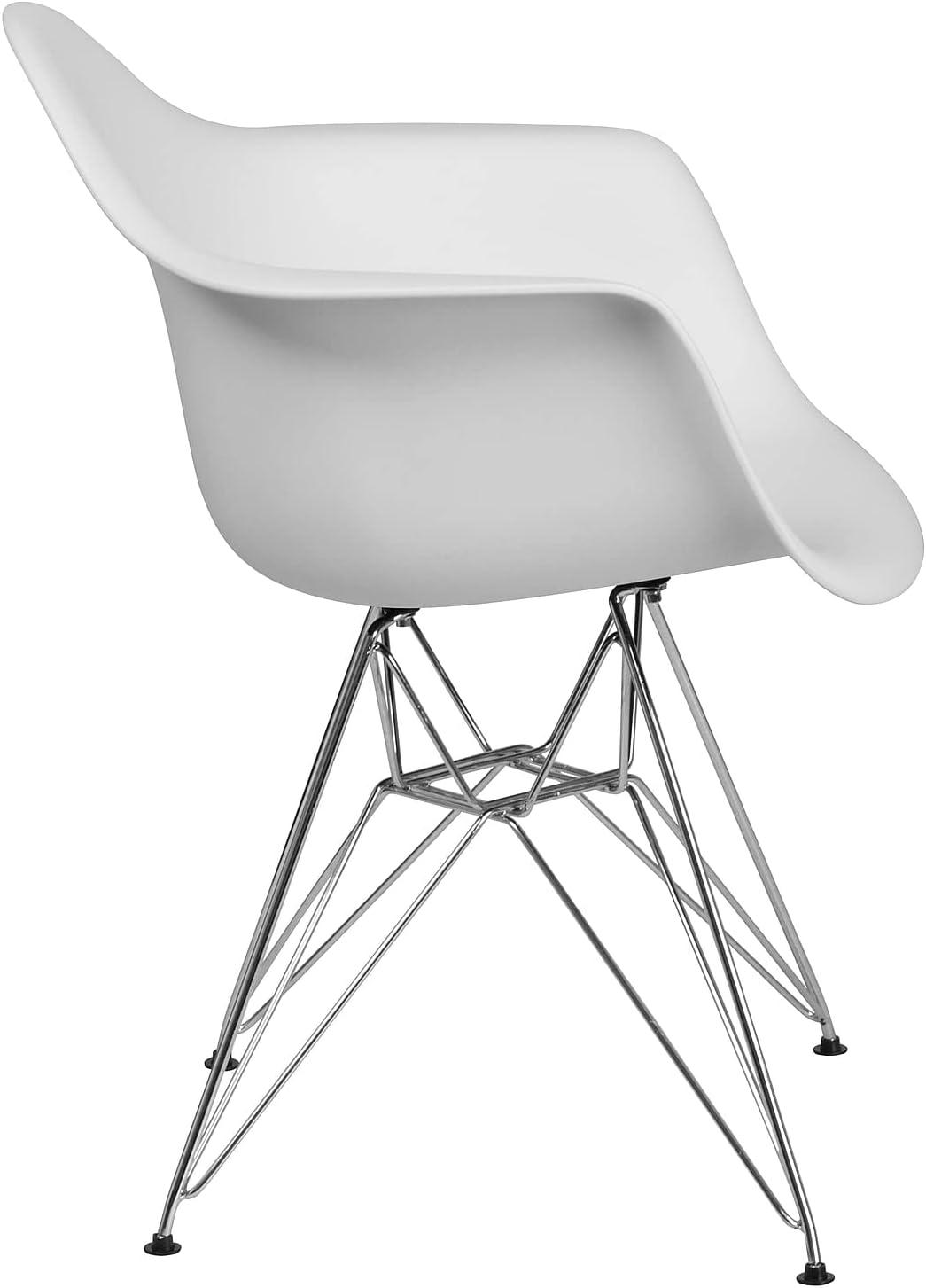 Flash Furniture 2 Pack Alonza Series White Plastic Chair with Chrome Base