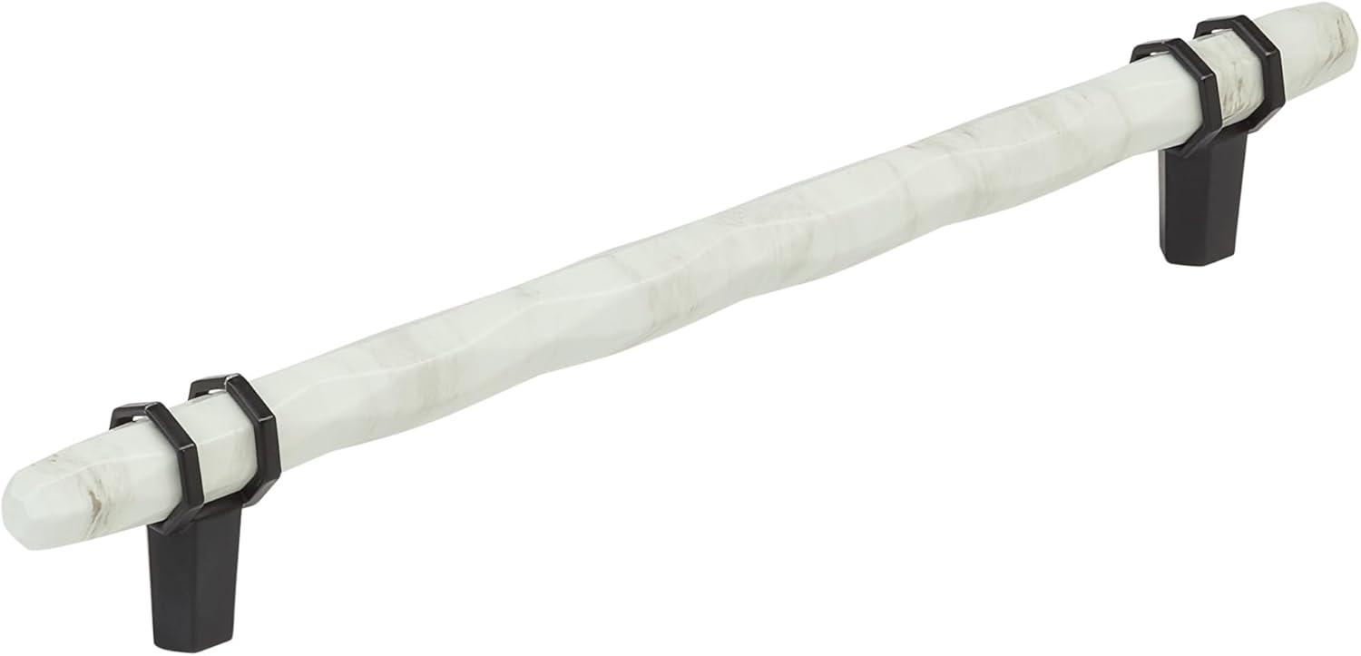 Amerock Carrione 8 inch (203mm) Center-to-Center Marble White/Black Bronze Cabinet Pull, BP36663MWBBR