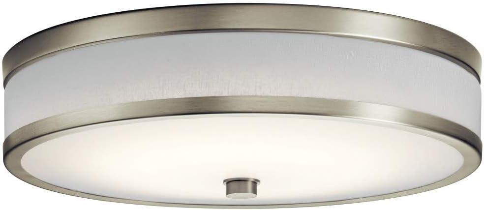 Brushed Nickel 15" LED Drum Ceiling Light with Glass Shade