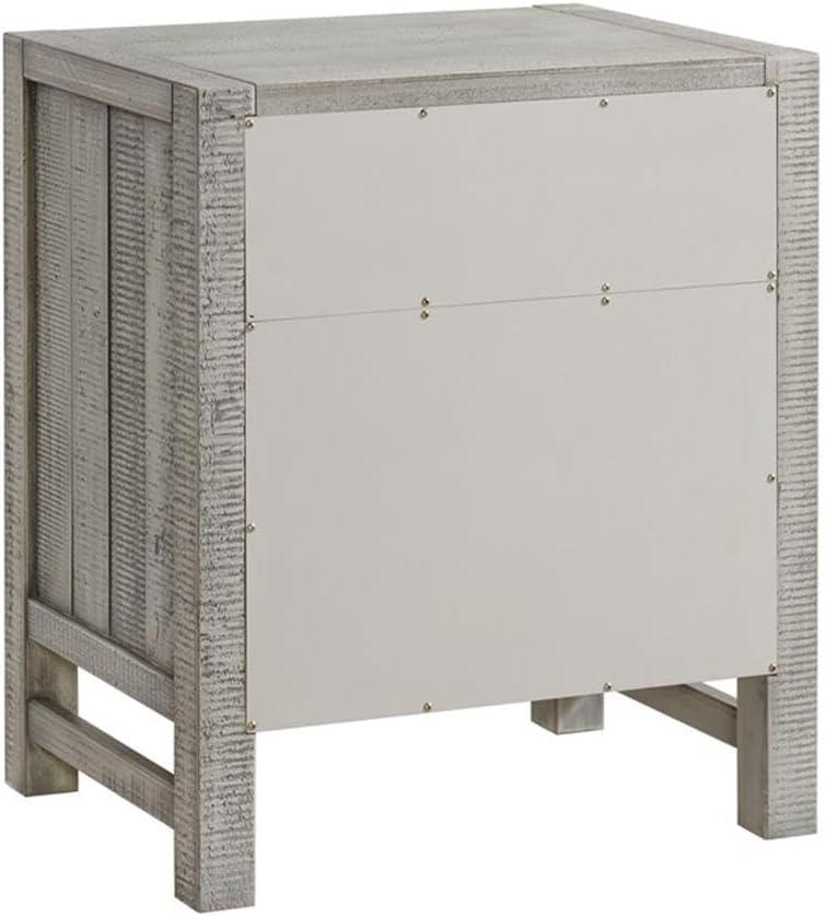 Windsor 22"W Weathered Beachhouse Farmhouse Industrial Bohemian Style Nightstand With 2 Drawers