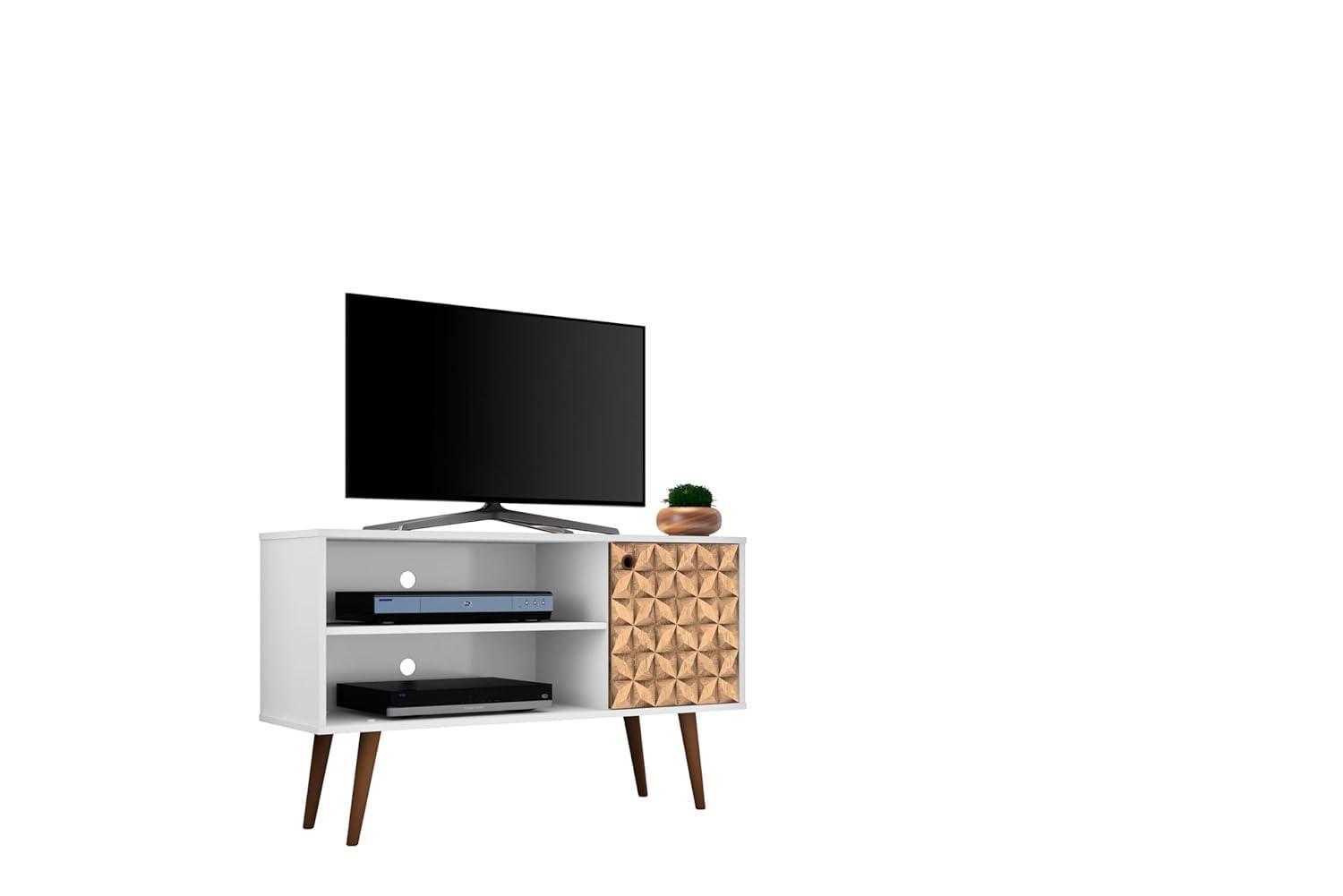 Liberty Mid-Century Modern 2 Shelves and 1 Door with TV Stand for TVs up to 46" White - Manhattan Comfort
