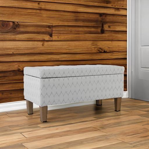 HomePop Drake Large Storage Bench, 36”W x 16”D x 18”H, Gray Modern Geo Print