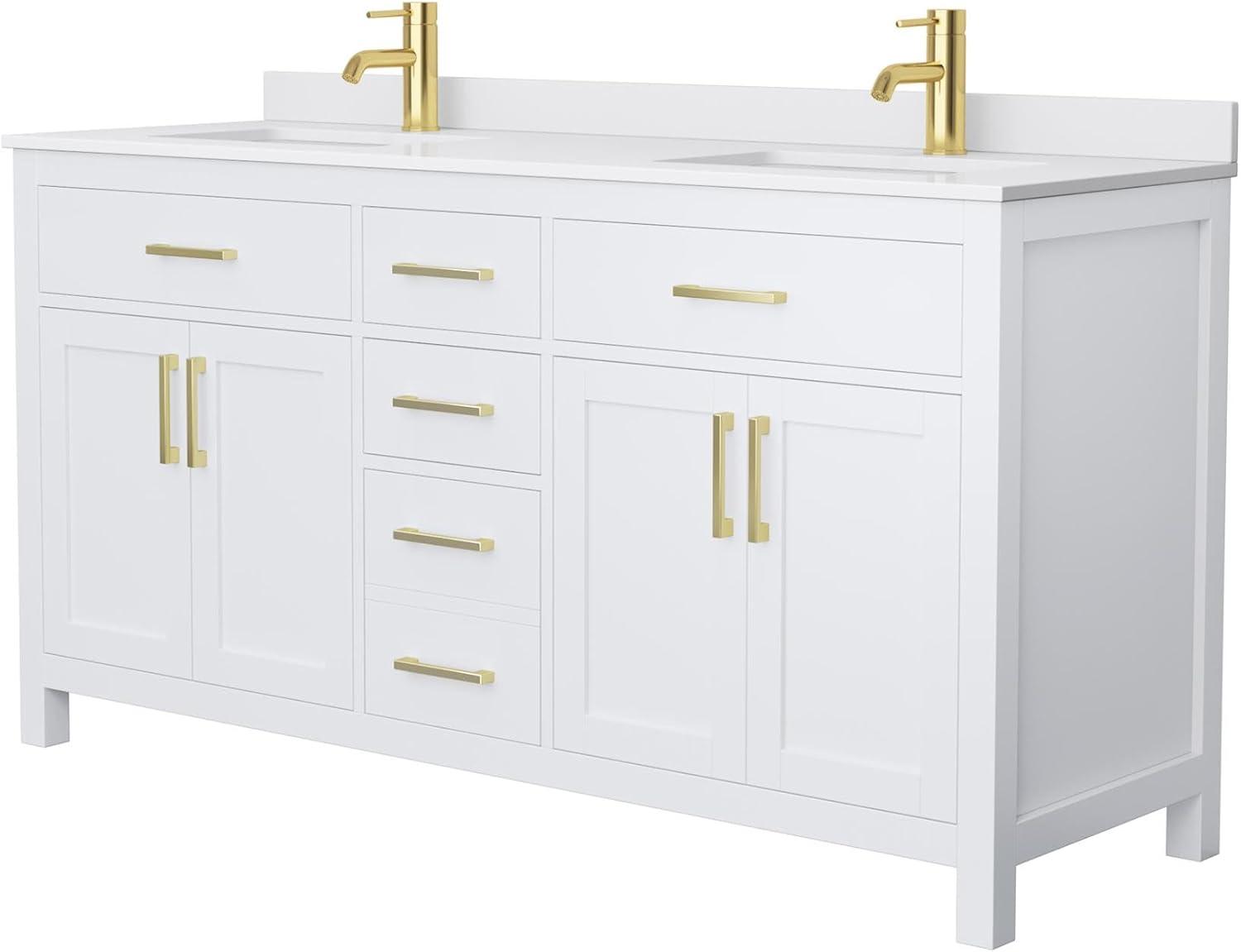 Beckett 66" Freestanding Double Bathroom Vanity with Cultured Marble Top