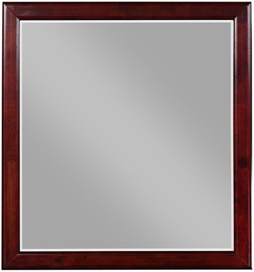 Louis Philippe 39'' Cherry Wood Rectangular Bedroom Mirror