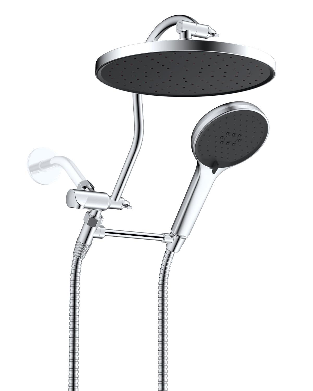 Self-cleaning 10" High Pressure Rainfall Shower Head with Hand Sprayer