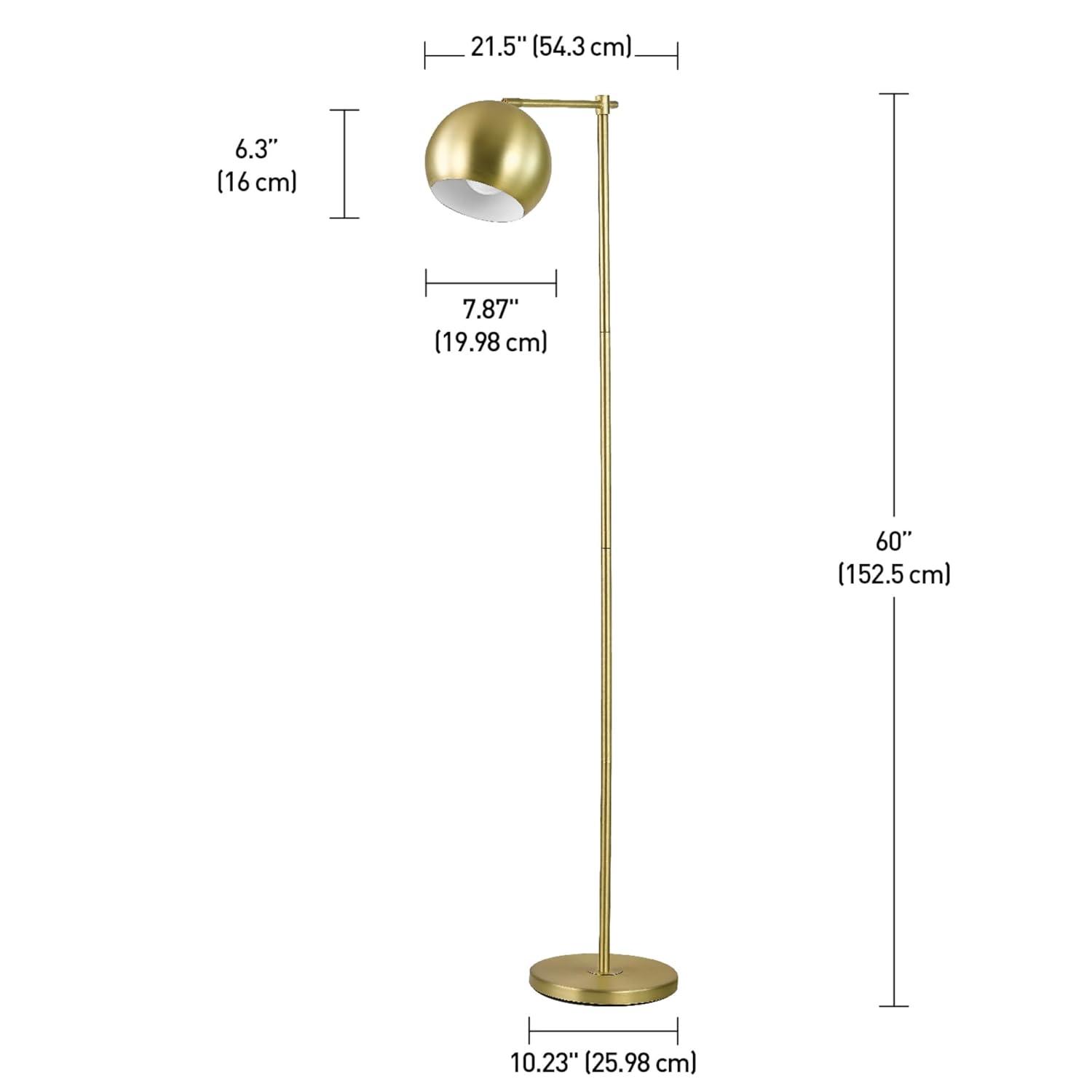 Miles 61" Matte Brass 2-Light Floor Lamp with In-Line On/Off Foot Switch