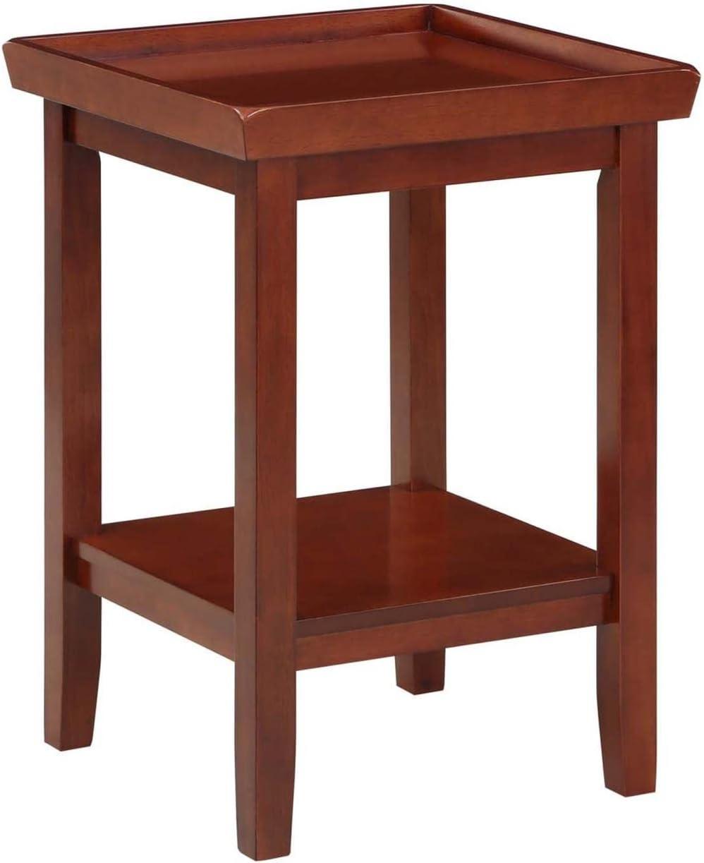 Mahogany 18" Rectangular End Table with Shelves