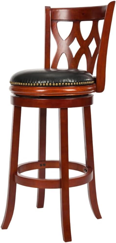 Lancaster Swivel Bar Stool - Cherry/Black - Safavieh