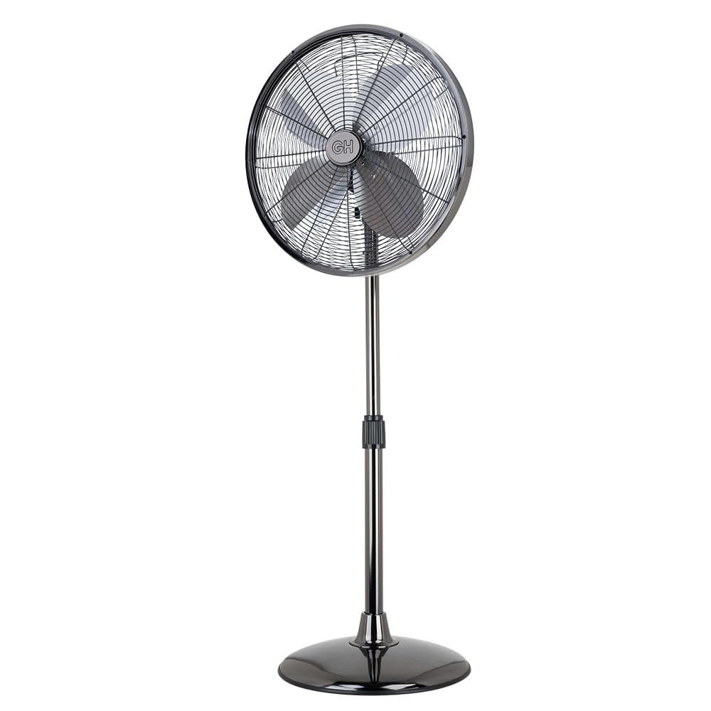 Good Housekeeping All-Metal 3-Speed 16" Oscillating Conference Room Pedestal Fan with Telescopic Height Adjustment (Multiple Finishes Available)