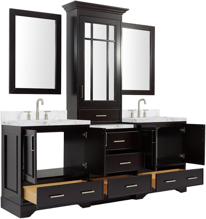 Ariel Stafford 85 in Double Sink Vanity Set in Espresso