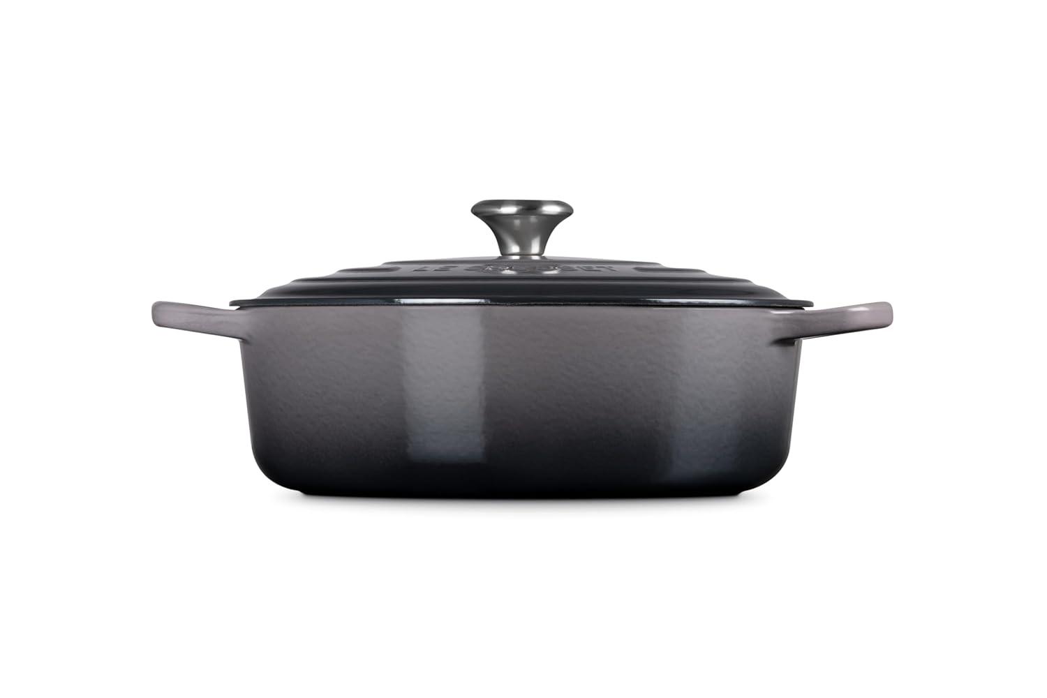 Oyster Gray Enameled Cast Iron Wide Dutch Oven, 6.75 Qt.