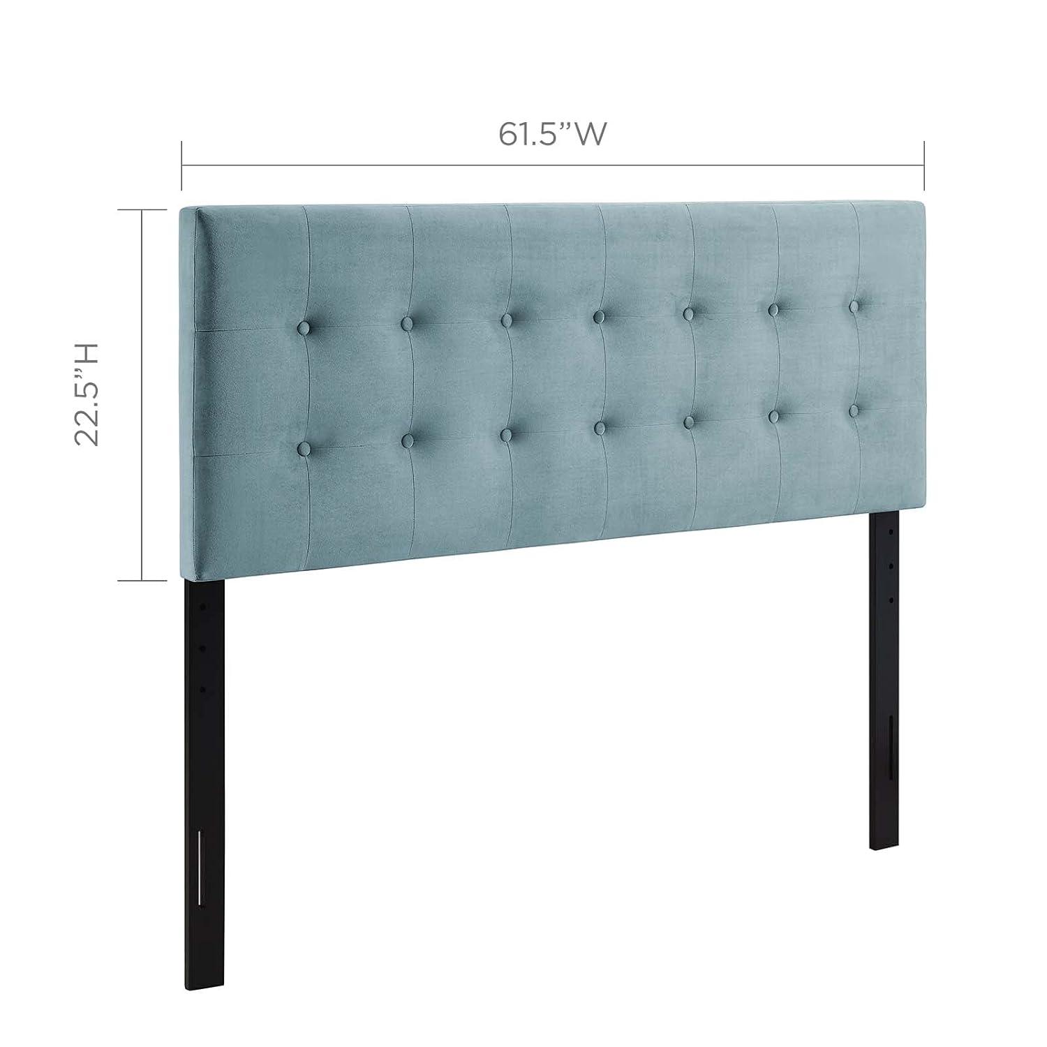 Queen Emily Biscuit Tufted Performance Velvet Headboard Light Blue - Modway: Adjustable Height, Plywood Frame