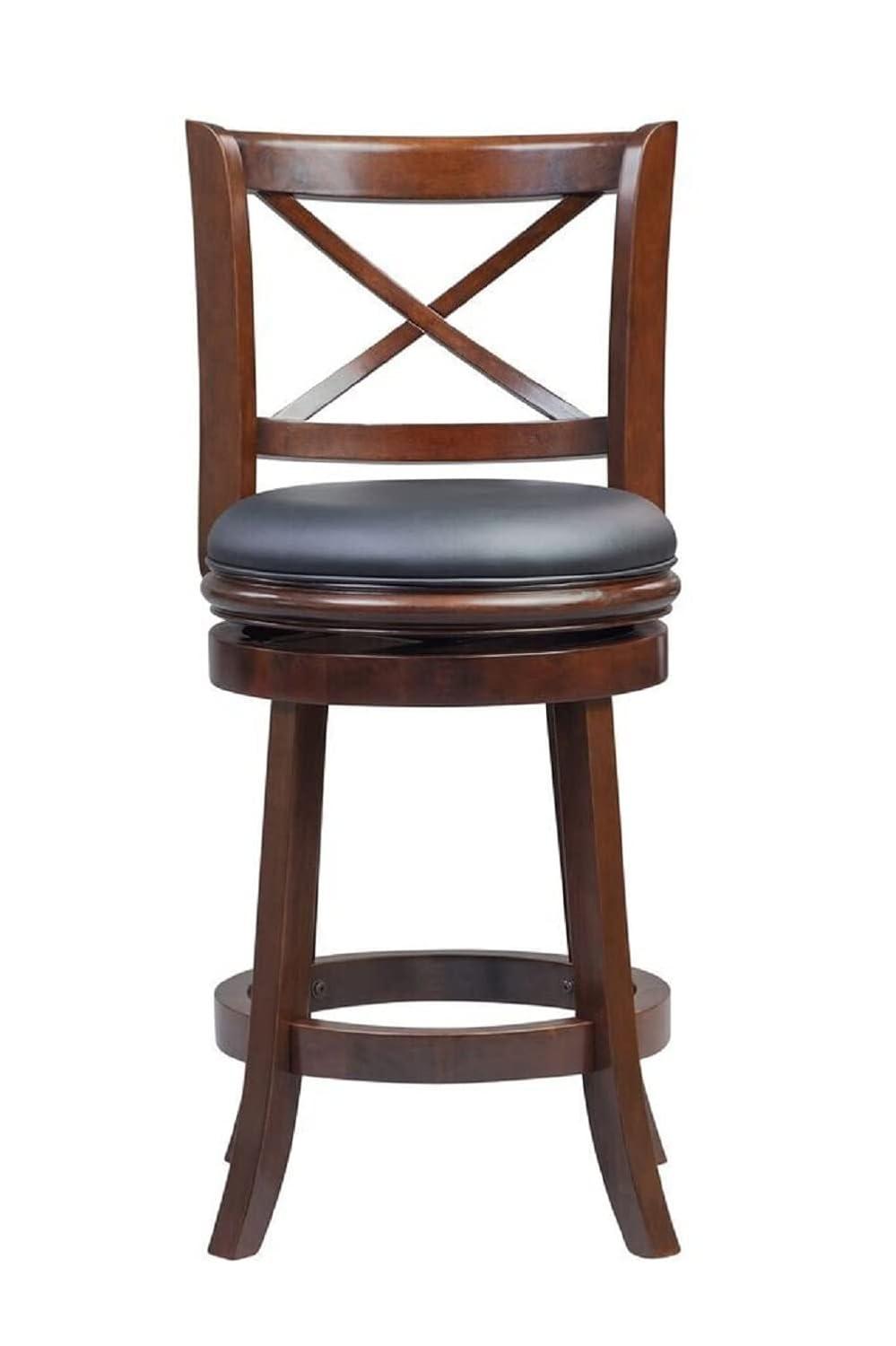 24" Georgia Swivel Hardwood Counter Height Barstool Cappuccino - Boraam: Upholstered, X-Back, 360-Degree