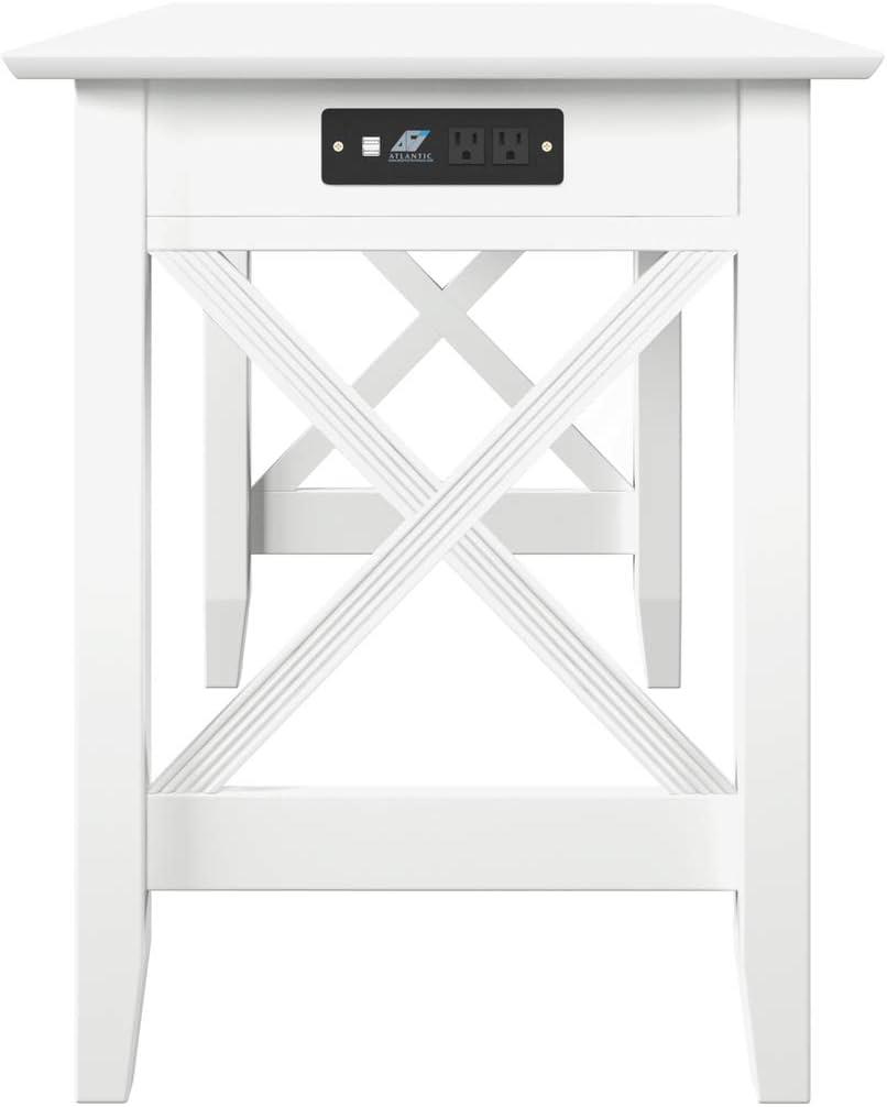 Lexi Desk with Drawer and Charging Station in White