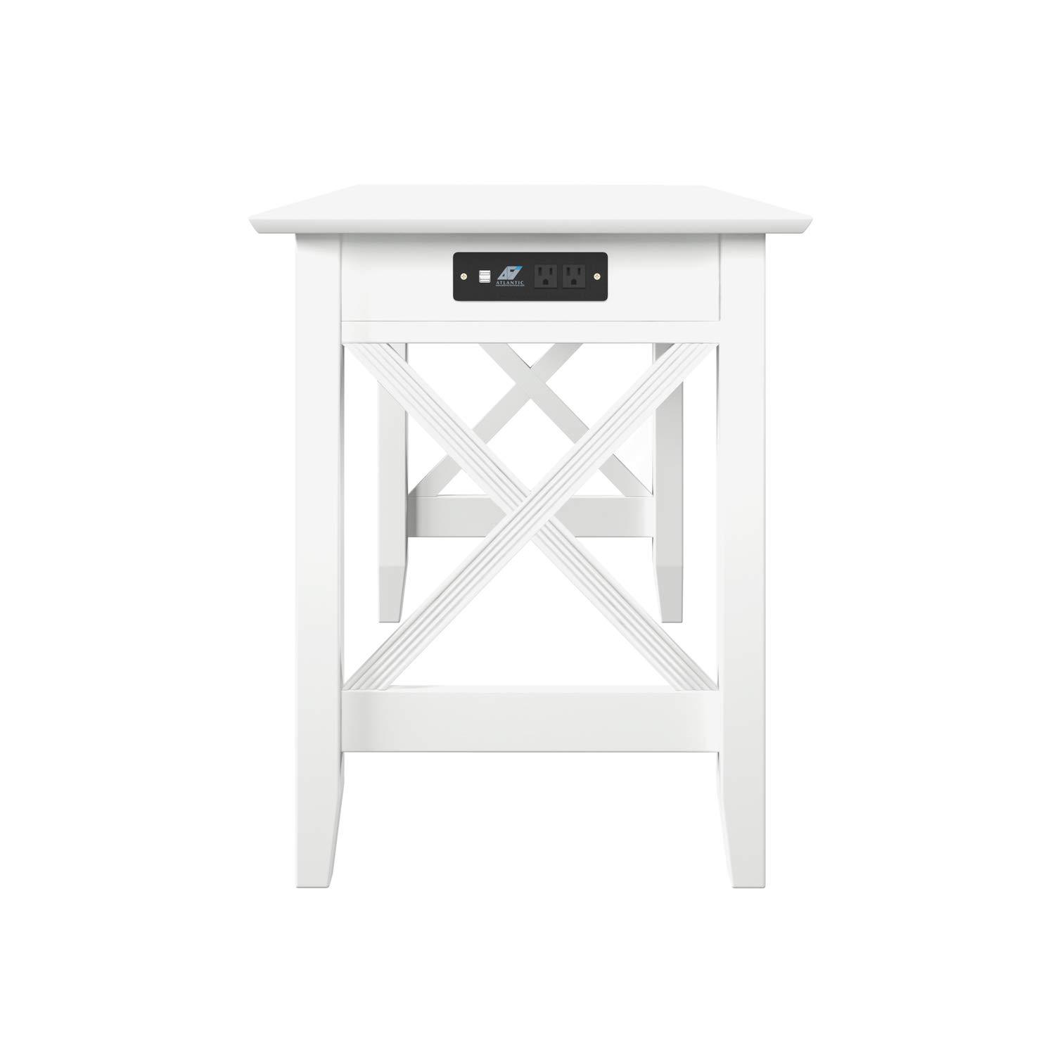 Lexi Desk with Drawer and Charging Station in White