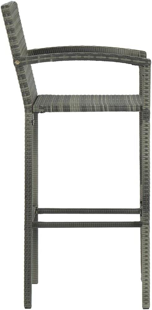 vidaXL Bar Stool Set of 4 Grey PE rattan, powder-coated steel Medium