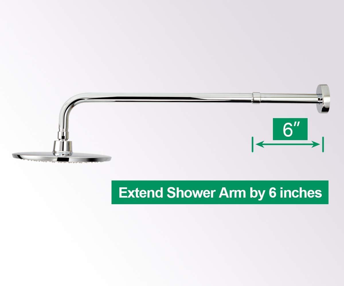 Purelux Shower Arm Extension, 6 inches Shower Head Extender Water Outlet Lowers Existing Shower Head, Chrome Finish Made of Solid Stainless Steel