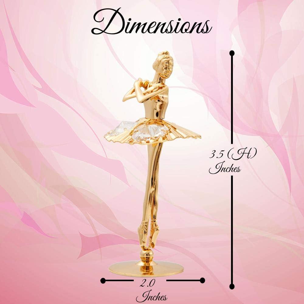 Matashi 24K Gold Plated Ballerina Figurine with Arms Crossed - Crystal Studded Tabletop Decoration Thoughtful Gift for Mom, Wife, or Girlfriend on Christmas, Valentine’s & Mother’s Day