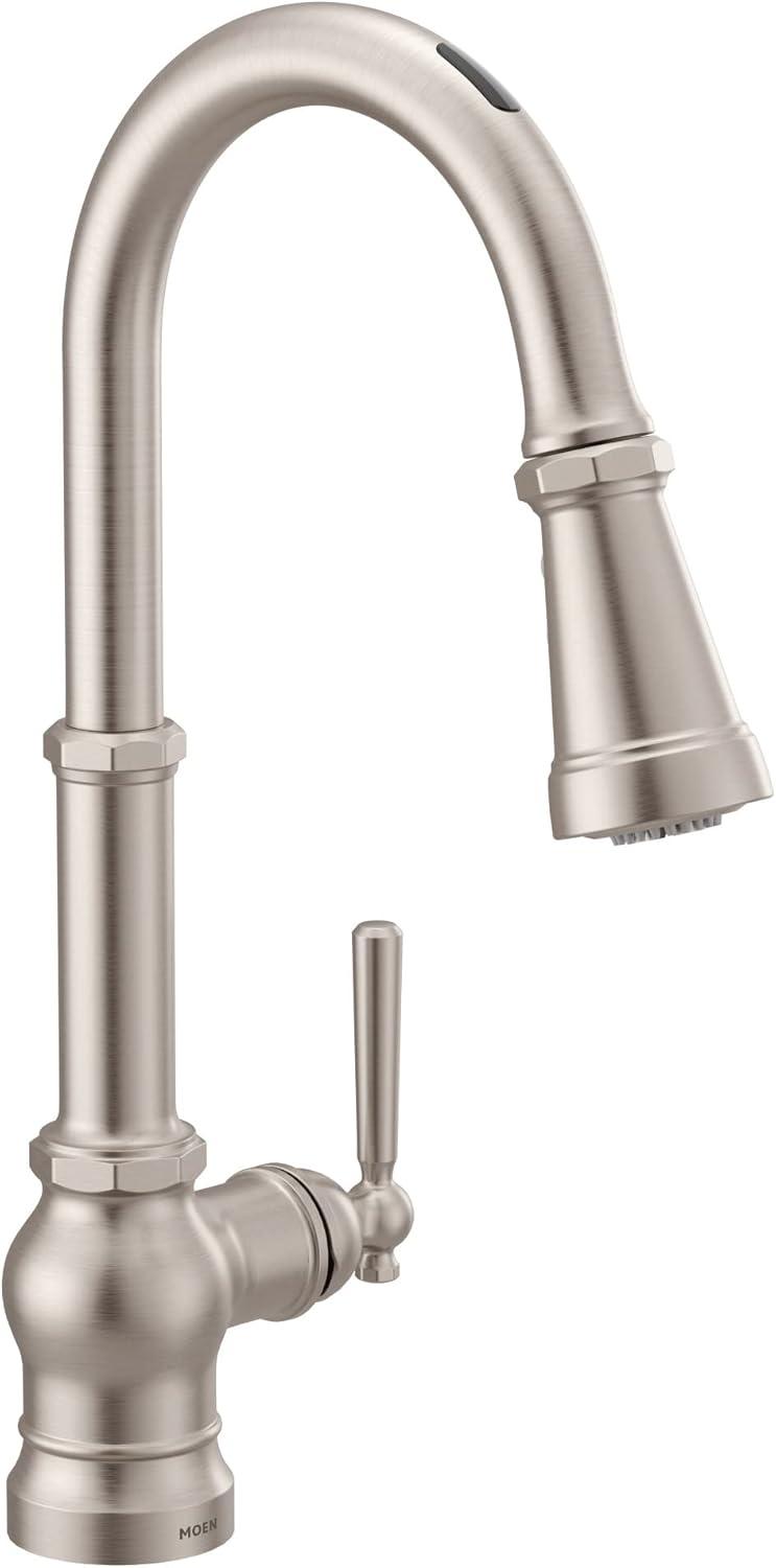 Paterson 17" Brushed Stainless Steel Pull-Down Kitchen Faucet with Voice Activation