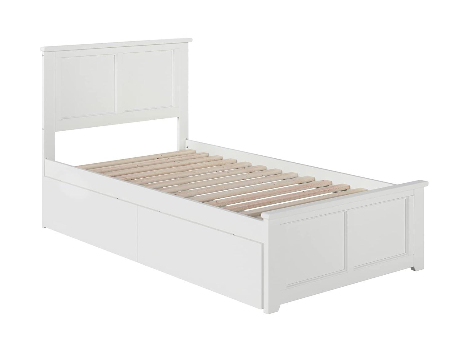 Madison Twin XL Platform Bed with Matching Foot Board with 2 Urban Bed Drawers in White