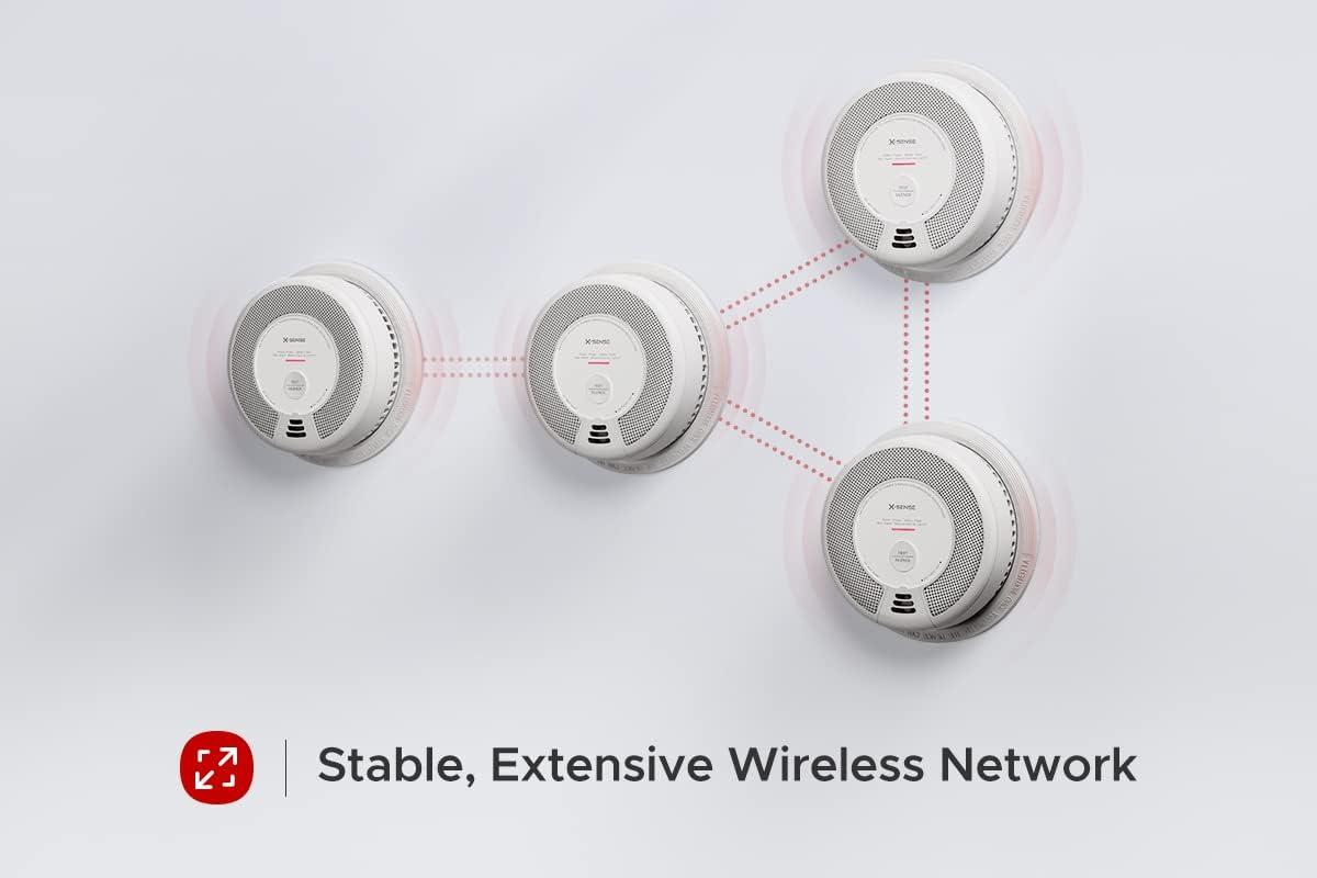 X-Sense Wireless Interconnected Combination Smoke and Carbon Monoxide Detector, 10-Year Battery Powered Fire and CO Alarm, SC06-W, Pack of 1