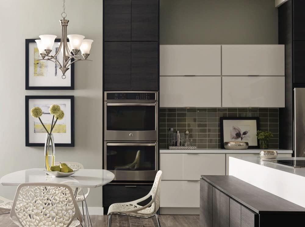 Progress Lighting, Trinity Collection, 5-Light Chandelier, Brushed Nickel, Etched Glass Shades