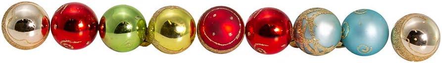 Kurt S. Adler 1-Inch Petite Treasure Multi-Colored Decorated Glass Ball Ornaments, 9-Piece Box Set